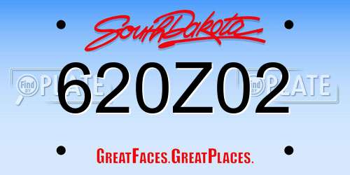620Z02 South Dakota License Plate