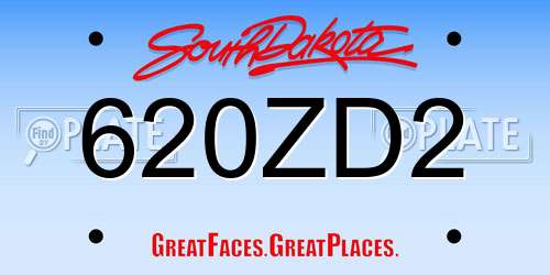 620ZD2 South Dakota License Plate