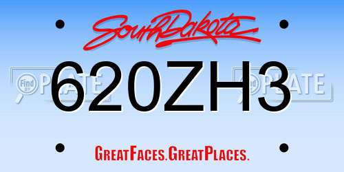 620ZH3 South Dakota License Plate