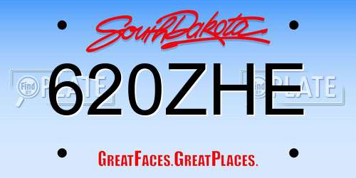 620ZHE South Dakota License Plate