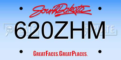 620ZHM South Dakota License Plate