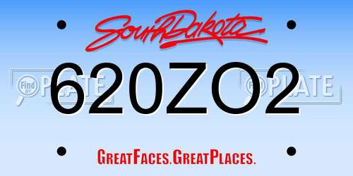 620ZO2 South Dakota License Plate