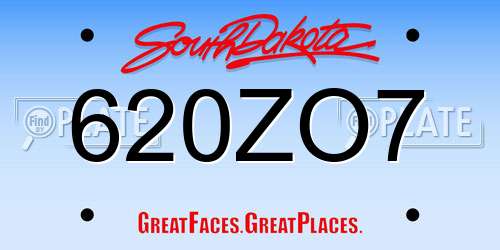 620ZO7 South Dakota License Plate