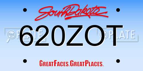620ZOT South Dakota License Plate