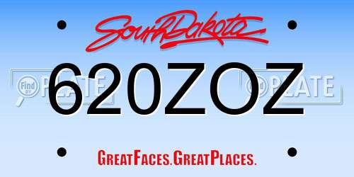 620ZOZ South Dakota License Plate