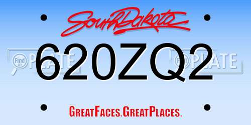 620ZQ2 South Dakota License Plate