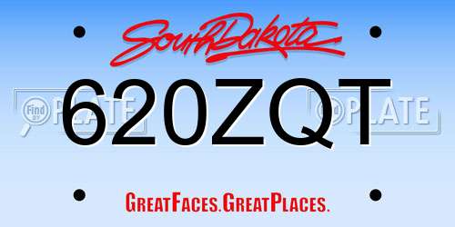 620ZQT South Dakota License Plate