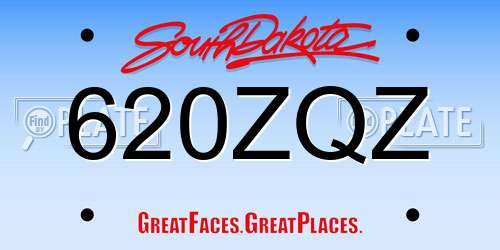 620ZQZ South Dakota License Plate