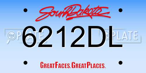 6212DL South Dakota License Plate