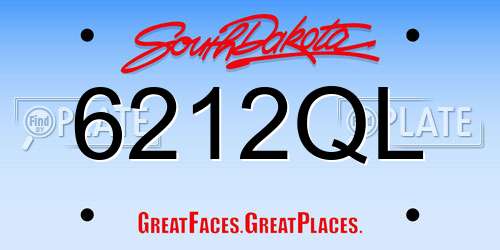 6212QL South Dakota License Plate
