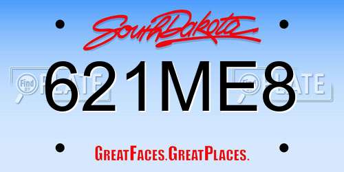 621ME8 South Dakota License Plate