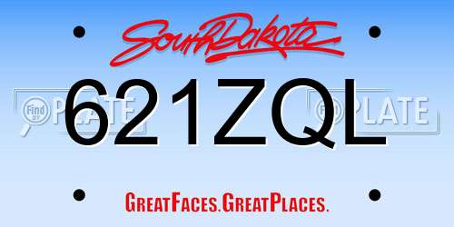 621ZQL South Dakota License Plate