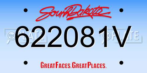 622081V South Dakota License Plate