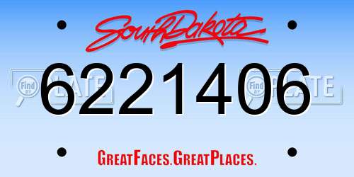 6221406 South Dakota License Plate