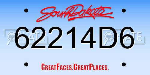 62214D6 South Dakota License Plate