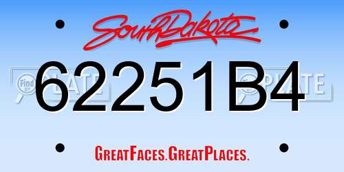 62251B4 South Dakota License Plate