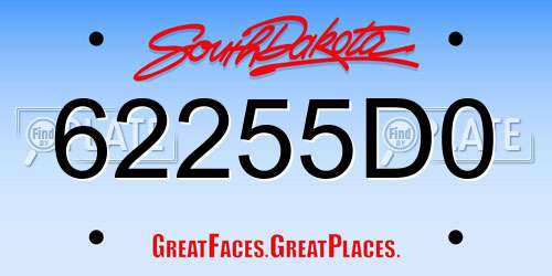62255D0 South Dakota License Plate