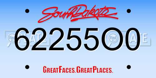 62255O0 South Dakota License Plate