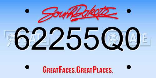 62255Q0 South Dakota License Plate