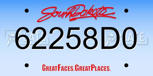 62258D0 South Dakota License Plate