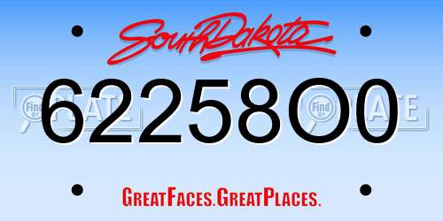 62258O0 South Dakota License Plate