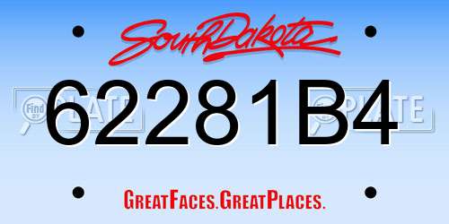 62281B4 South Dakota License Plate