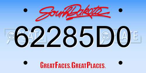 62285D0 South Dakota License Plate