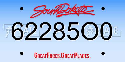 62285O0 South Dakota License Plate