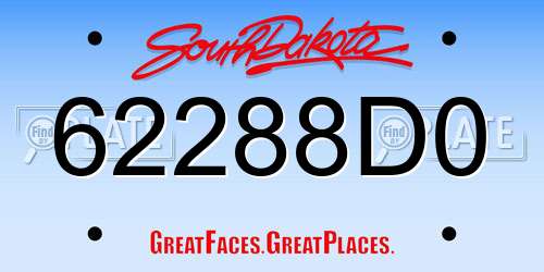 62288D0 South Dakota License Plate
