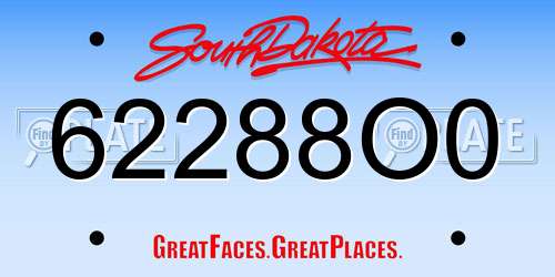 62288O0 South Dakota License Plate