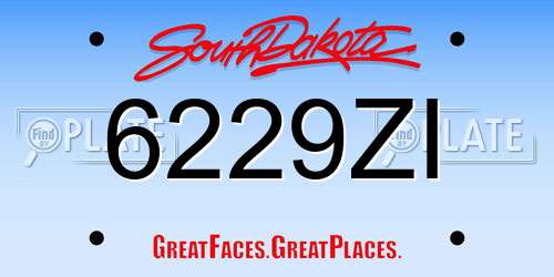6229ZI South Dakota License Plate