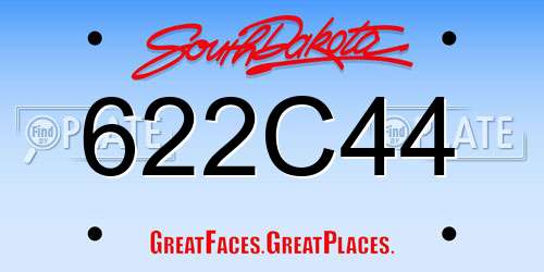 622C44 South Dakota License Plate