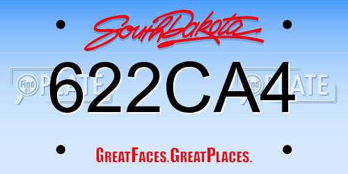 622CA4 South Dakota License Plate