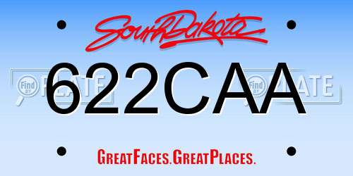 622CAA South Dakota License Plate