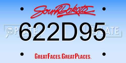 622D95 South Dakota License Plate