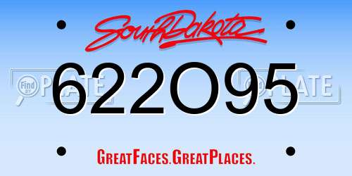 622O95 South Dakota License Plate