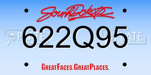 622Q95 South Dakota License Plate