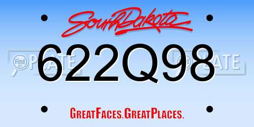 622Q98 South Dakota License Plate