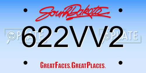 622VV2 South Dakota License Plate