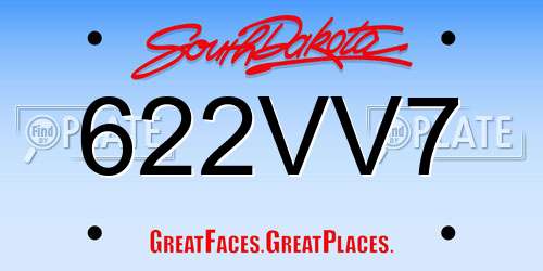 622VV7 South Dakota License Plate