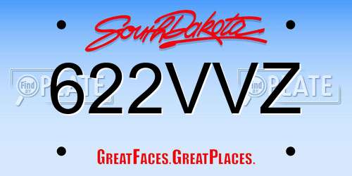 622VVZ South Dakota License Plate