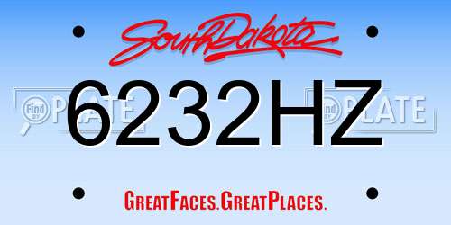 6232HZ South Dakota License Plate