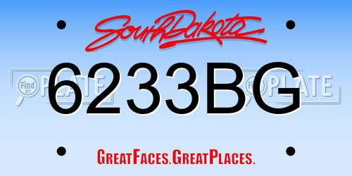 6233BG South Dakota License Plate