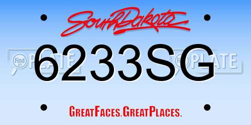 6233SG South Dakota License Plate