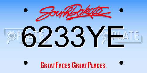 6233YE South Dakota License Plate