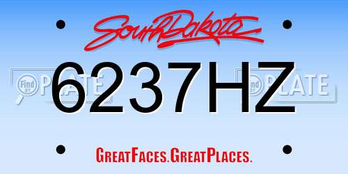 6237HZ South Dakota License Plate