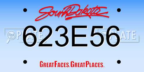 623E56 South Dakota License Plate