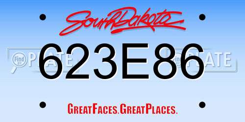 623E86 South Dakota License Plate