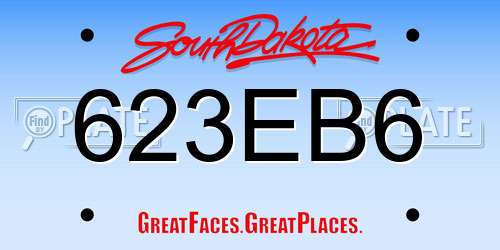 623EB6 South Dakota License Plate