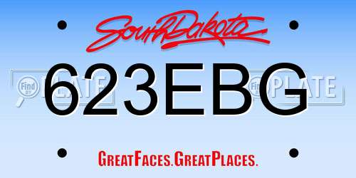 623EBG South Dakota License Plate